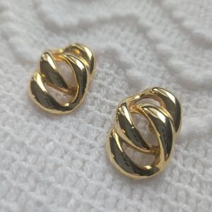 Vintage Gold Plated Intetlocking Loop Earings